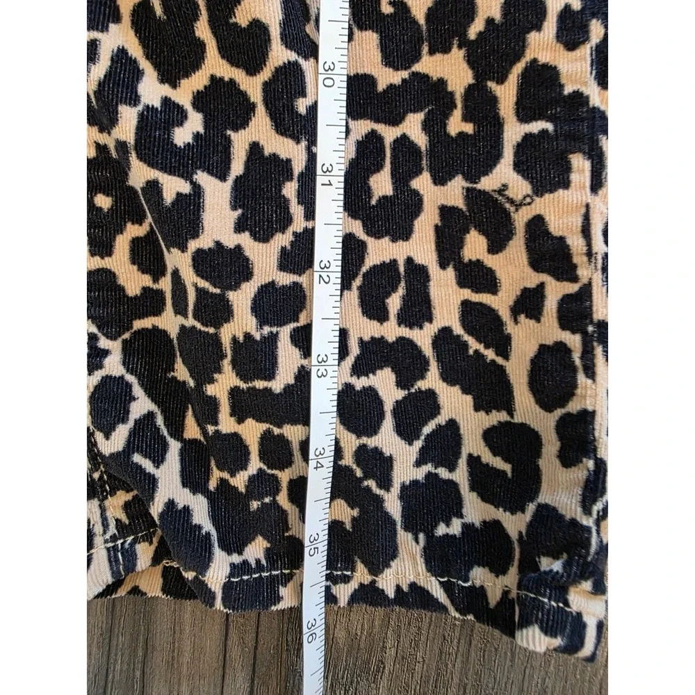 Kid's sz 14 Juicy Couture Leopard Print Corduroy Skinny Pants Black Gold Studded